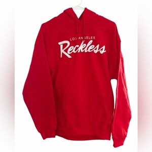 Young & Reckless Los Angeles Red Hoodie Sweatshirt Unisex Size XS/S PTP 22.5”